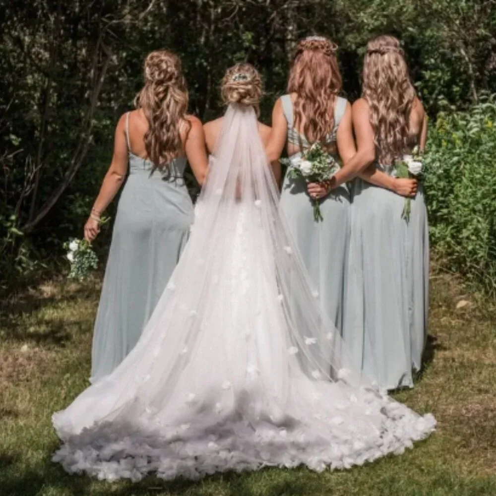 Floral Wedding Veil Chapel Length